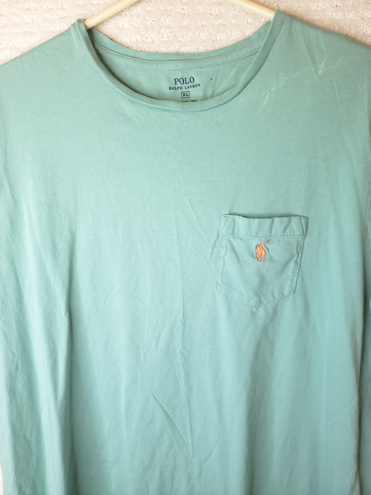 Rara maglietta Polo Ralph Lauren Pony cotone verde acqua uomo XL