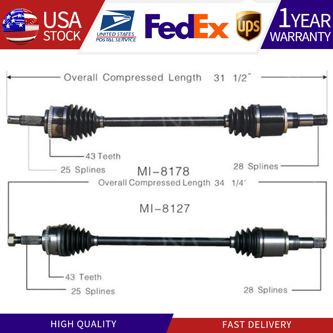 For Mitsubishi Endeavor AWD 2004 2005 2006 Rear CV Joint Axle