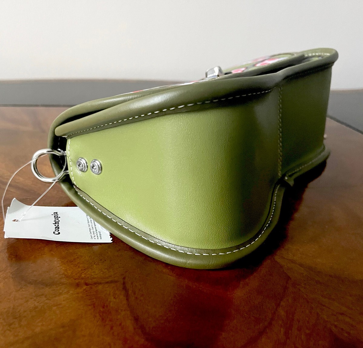 バッグ OLD COACH multi case green all leather Coach COACHTOPIA Olive Green Multi BUTTERFLY PRINT Smooth Leather