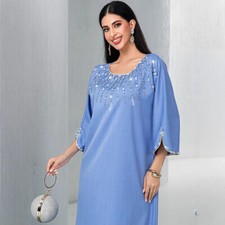 Muslim Women Long Dress Ramadan Maxi Robe Abaya Dubai Kaftan Evening Party Gown