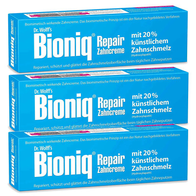 3x 75ml Dr Wolff's Bioniq Repair Toothpaste with 20% Artificial Enamel