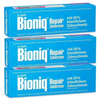 3x 75ml Dr. Wolff's Bioniq Repair Dentifricio con 20% Smalto Artificiale