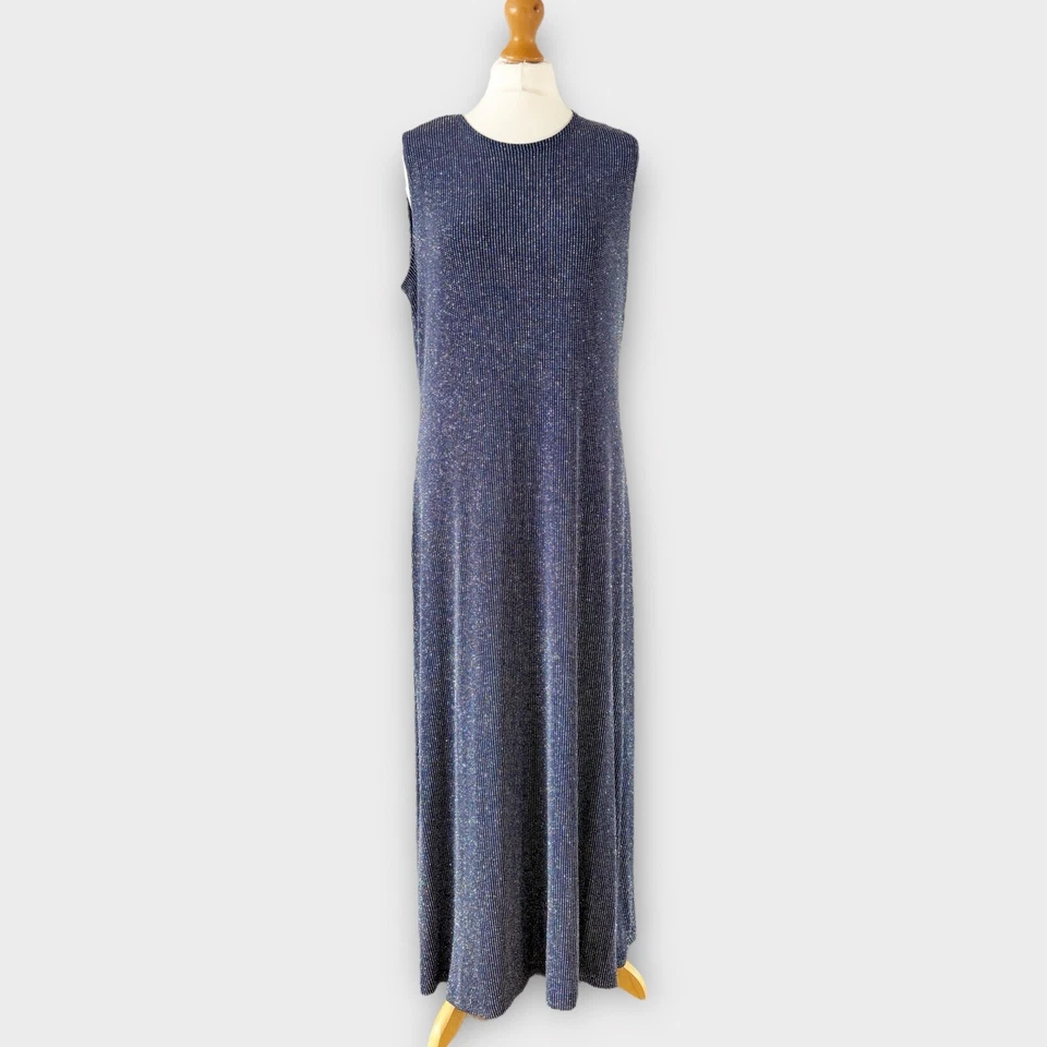 Ronni Nicole Ouida Sz 16 Cocktail Dress Blue Sparkle Glitter Maxi Long Evening - Image 3 of 4
