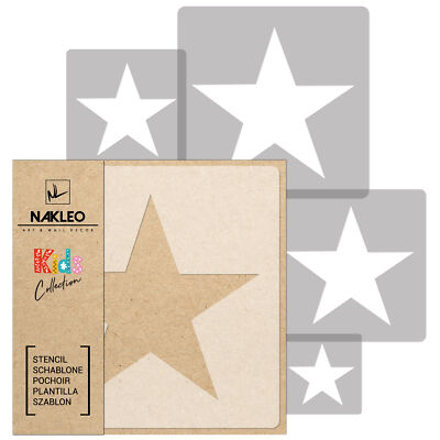 5x reusable PLASTIC Stencils / 13.4'' to 3.5'' / Nursery KIDS Template // STAR