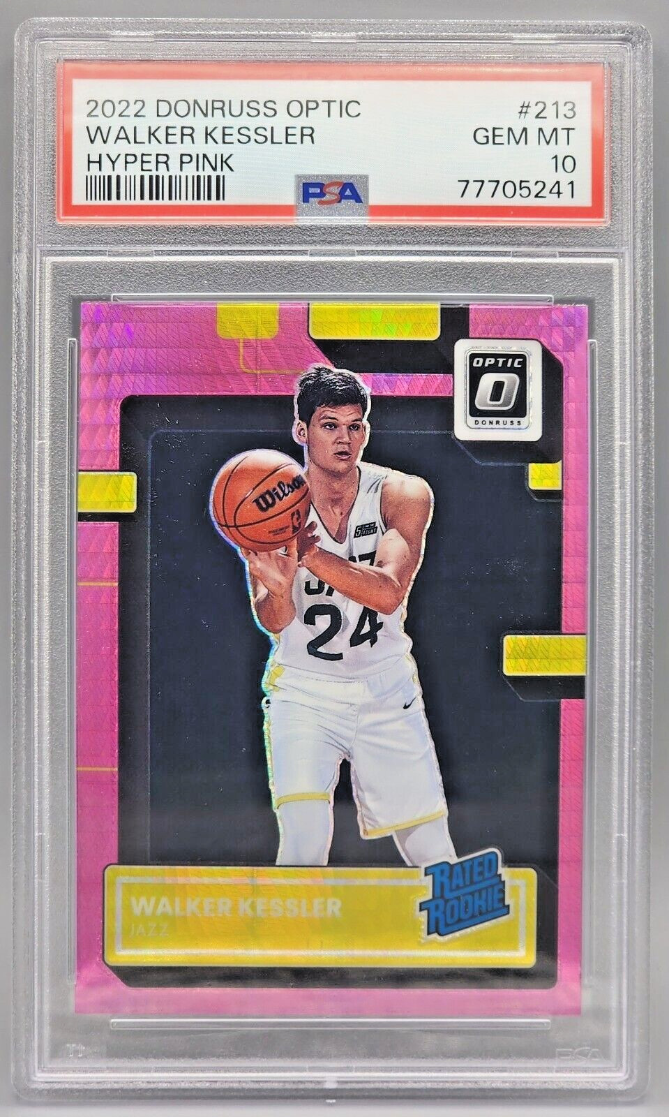 Walker Kessler  2022-23 Optic Rated Rookie #213 HYPER PINK RC PSA 10 Gem Mint
