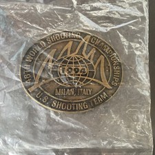 NEW Belt Buckle 1994 US Shooting Team 46th World Championship Milan Italy Brass