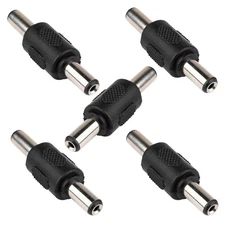 5x DC Coupler Male to Male M/M 5.5mm x 2.1mm Barrel Jack Power Connector Plug