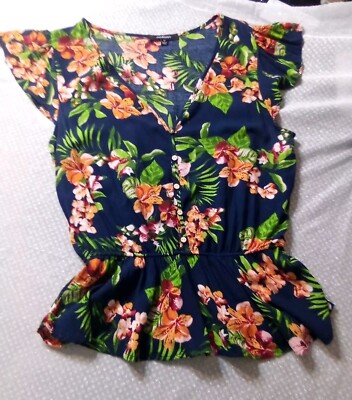 Ambiance Top Junior Girl's Size M Color Blue Floral