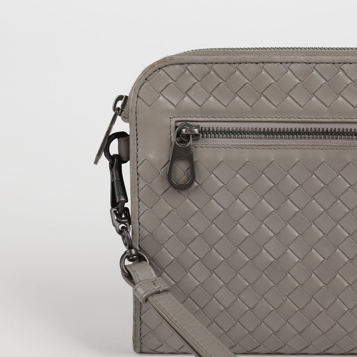 Bottega Veneta Grey Intrecciato Leather Document Case Clutch Bottega Veneta Grey Intrecciato Leather Document Case Clutch