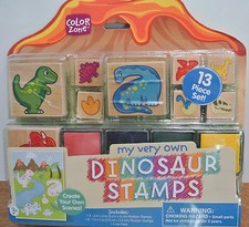 COLOR ZONE MY VERY OWN DINOSAUR RUBBER STAMPS-13 PIECE SET-NEW