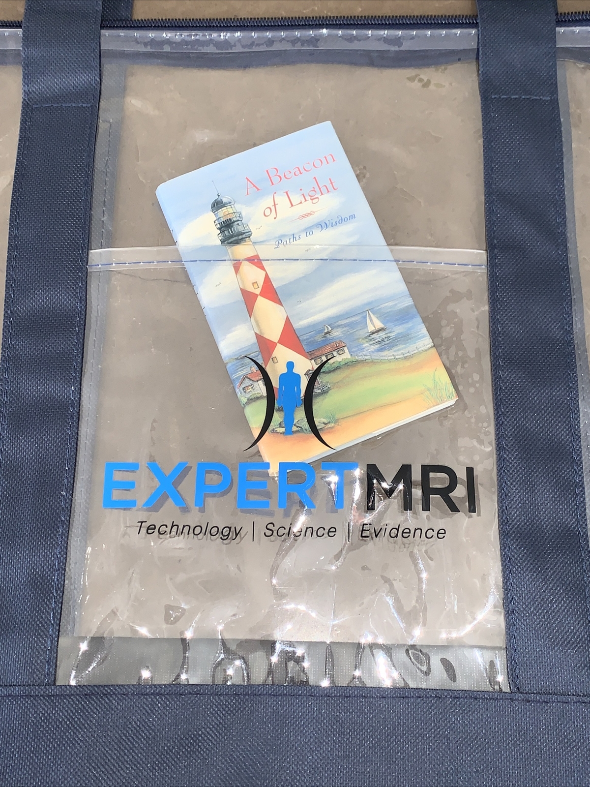 New Expert MRI Large Clear Vinyl Zipper Tote Bag W/Navy Blue Trim eBay