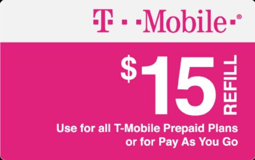 T-Mobile  Prepaid $15 Refill Top-Up Prepaid Card , AIR TIME  PIN / RECHARGE  - Picture 1 of 1