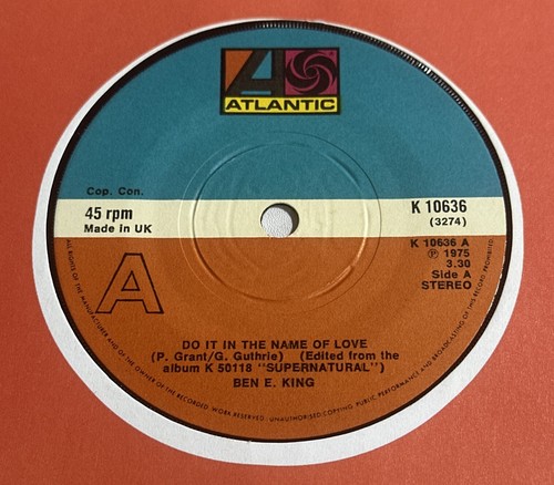 Ben E. King - Do It In The Name Of Love 7” Vinyl Record Funk Soul EX / M - Imagen 3 de 6
