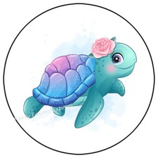 30 CUTE TURTLE ENVELOPE SEALS LABELS STICKERS PARTY FAVORS 1.5" ROUND