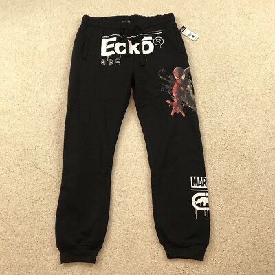 Ecko Unltd Marvel Spiderman Sweatpants Mens Large Black New
