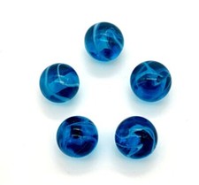 Bulk 16mm "Tidal Wave II" Glass Marble Players Pk 100 Dark Blue w White Swirls