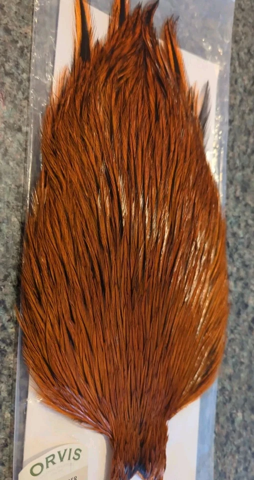CAPA DE GALLO Orvis Badger atar moscas cuello hackle extensión de cabello mango Foto 2 de 2