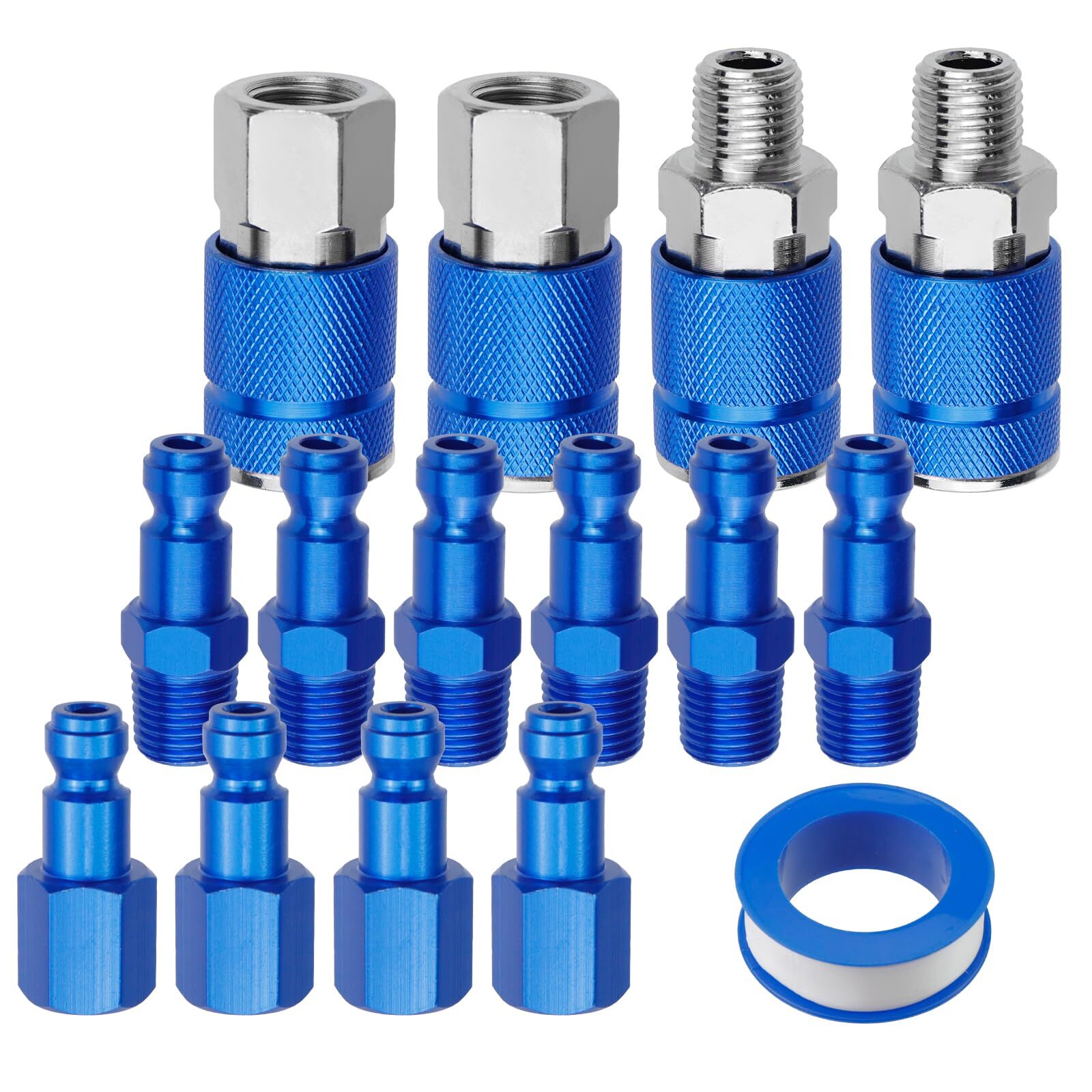 1/4" NPT Air Hose Fittings and Plug Kit Universal Air Couple