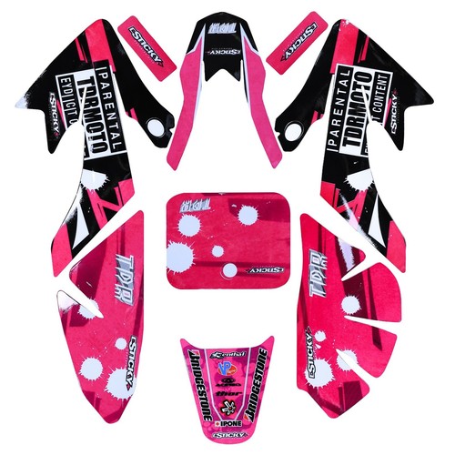 Guardabarros de plástico ABS blanco + calcomanías adhesivas rosa patrones elegantes para bicicleta CRF50 - Imagen 2 de 14