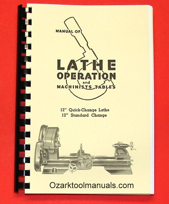 Atlas Craftsman Manual of Metal Lathe Operation Book for 12'' Older Style 0036