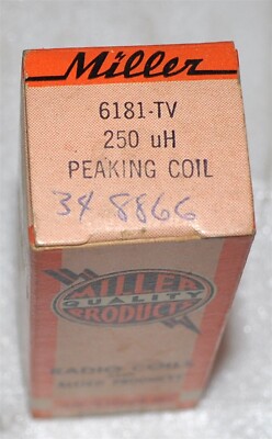 J.W. MILLER PART # 6180-TV  250 uH/ RADIO PEAKING COIL COMMERCIAL SURPLUS