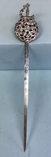 Continental Silver Meat Skewer Sword Form Hallmarked 12” L