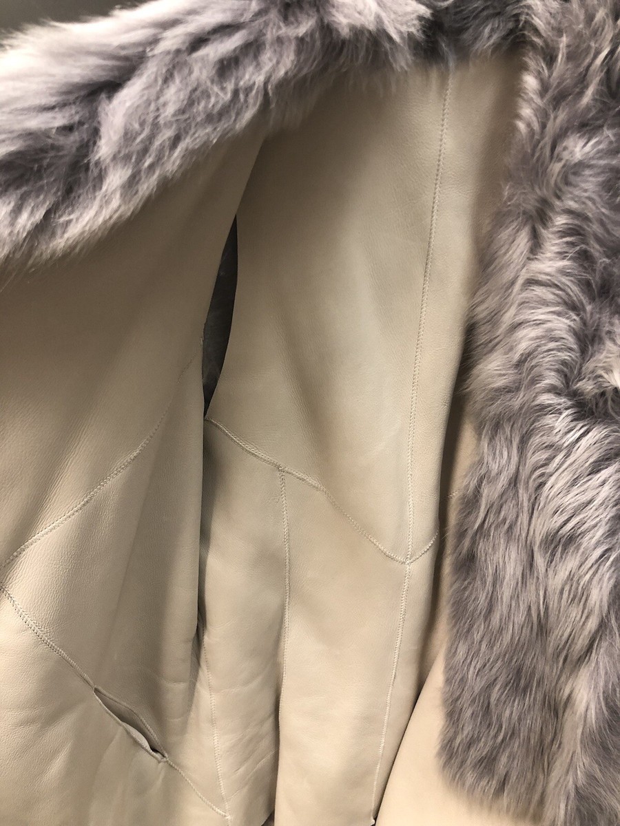 BNWT Karl Donoghue Grey Reversible Shearling Leather Vest Gilet US 