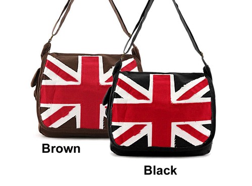 Kuriertasche 13 x 11 braun Canvas UK-Flagge Retro Vintage 60er britischer Punk-Stil - Bild 6 von 7