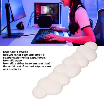 Zopsc Cloud Keyboard Wrist Rest PU Leather Skid Resistant Milk White