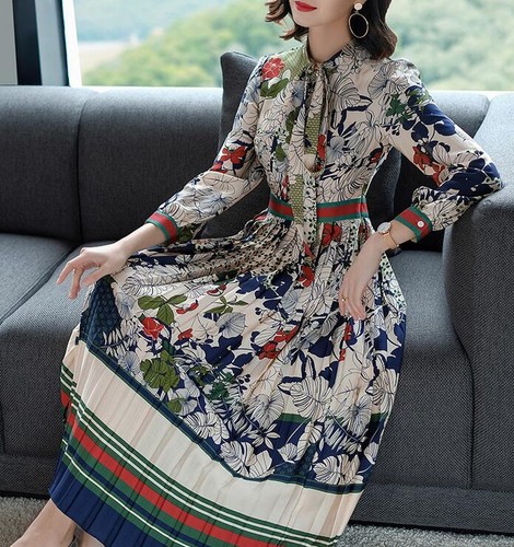 Womens Floral Long Sleeve Maxi Dress 