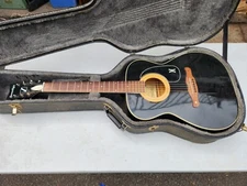 Harmony Sovereign 6364 Acoustic Guitar Black w/Case For Parts 1970s