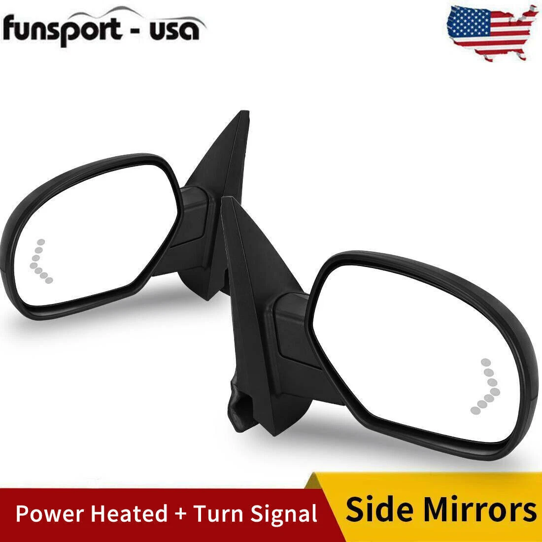 Power Heated Puddle Light Tow Mirrors for 2007-2013 Chevy Silverado Sierra 1500
