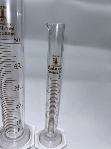 Karter Scientific Glaszylinder 3 Stück 100ml, 50ml und 10ml Top Zustand - Bild 4 von 5