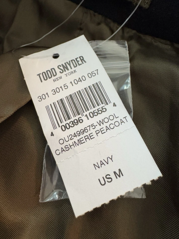 Todd Snyder New Italian Wool Cashmere Peacoat Dark Navy. NWT Sz Medium Coat - Image 3 of 4