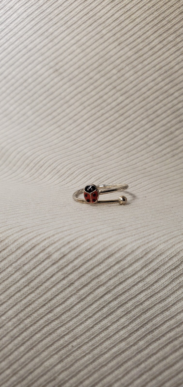 Tiny Ladybug Enamel Ring, Sterling Silver Ladybug… - image 3