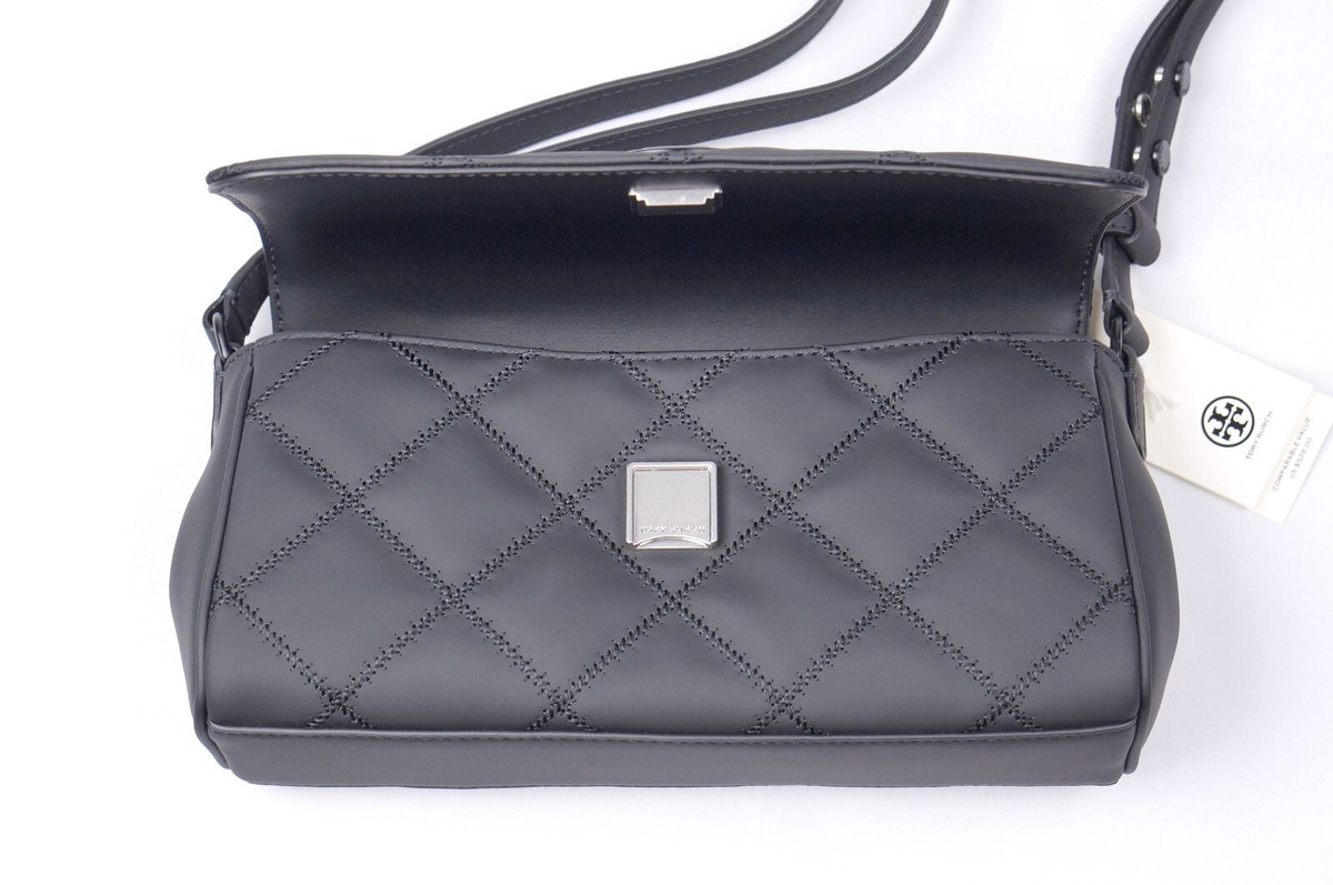 Tory Burch Willa Matte Black Diamond Quilting Shoulder