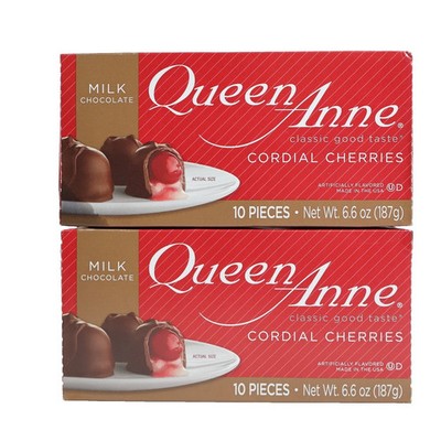 2 PACK Queen Anne Milk Chocolate Covered Cordial Cherries Candy 10ct BB 10/2026