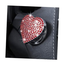 Bling Car Engine Start Button Cover, Cute Heart Shape Rhinestone Push Start Red
