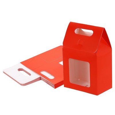 12Pcs Kraft Paper Bags Gift Boxes with Clear Window and Handle Red