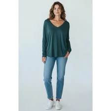 Cabi Serenity Tunic Tee T-Shirt Womens XL Teal Relaxed Long Sleeve Soft