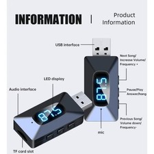 Auto FM Transmitter Adapter Musik Bluetooth 5...