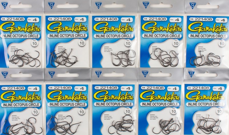 (LOT OF 10) GAMAKATSU INLINE OCTOPUS CIRCLE HOOK SIZE #4 221408 K2350