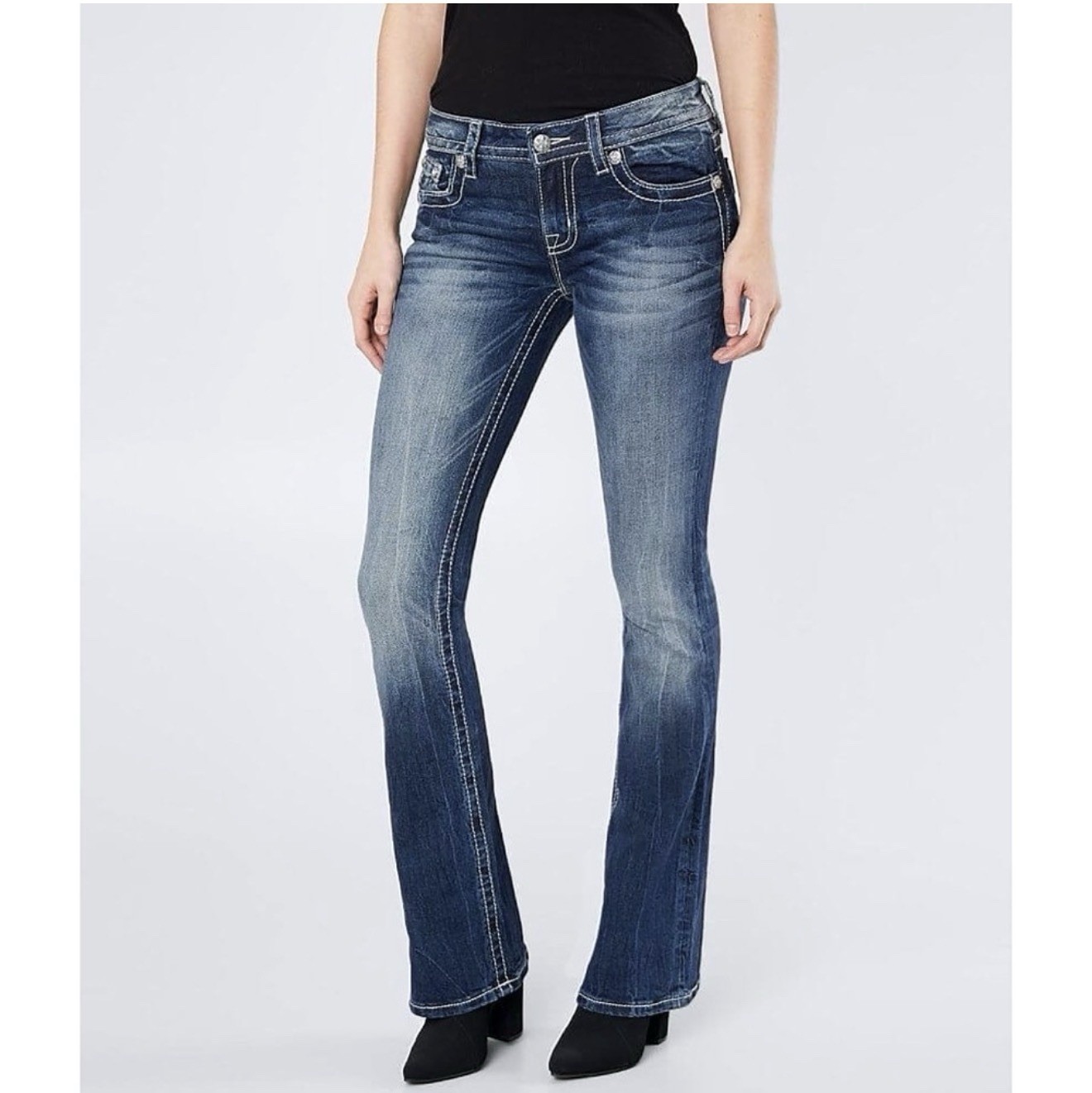 Miss Me Standard Boot Cut Angel Wings Jeans Pants Sz 25 | 33.5” Inseam image 3