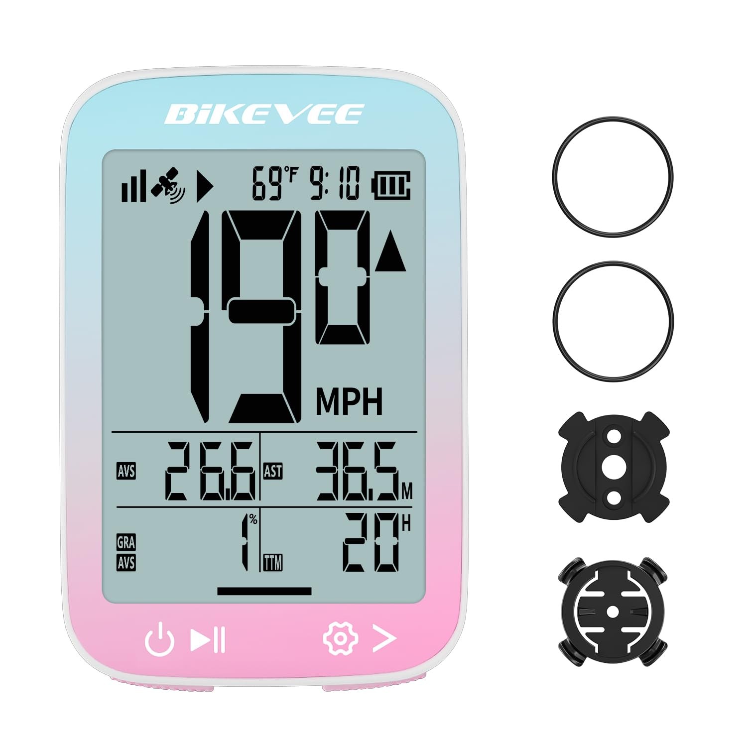 Bikevee GPS Wireless Bike Computer Speedometer Auto Start/Stop Backlight Waterpr