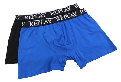 REPLAY Boxers pour Homme 2XL Noir Taille Élastique Coton Stretch lot de 2 - Photo 1/4