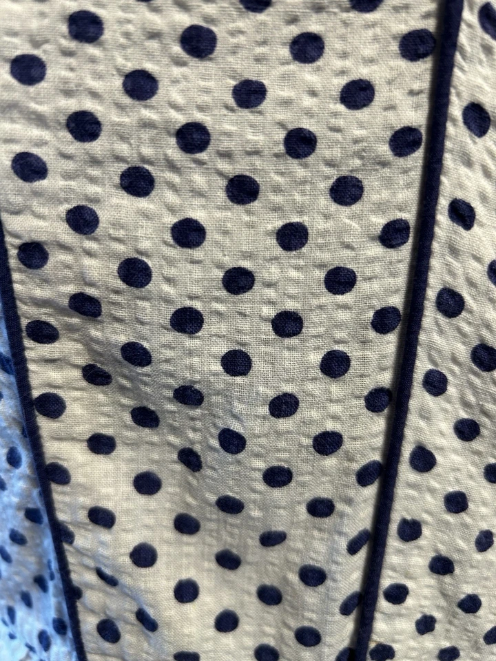 Vestido de Verano Koret of CA Vintage Algodón Seersucker Blanco Azul Polkadot Años 50 XS Foto 4 de 4