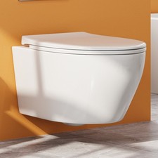 HOROW Rimless Wall-hung Toilet, Rimless Nano Toilet with soft-close Seat
