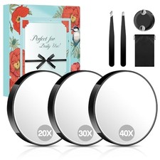 Magnifying Mirror Set, 20x 30x 40x Suction Cup Makeup Black-20x 30x 40x