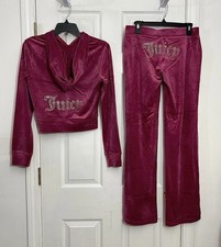 Juicy Couture Velour Bling Festival Fuchsia Tracksuit Set Size L NWT Super Rare