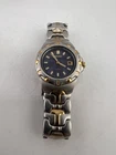 Vintage Seiko Watch Women Silver Tone Blue Dial Date 7N82-6E60 Needs New Battery